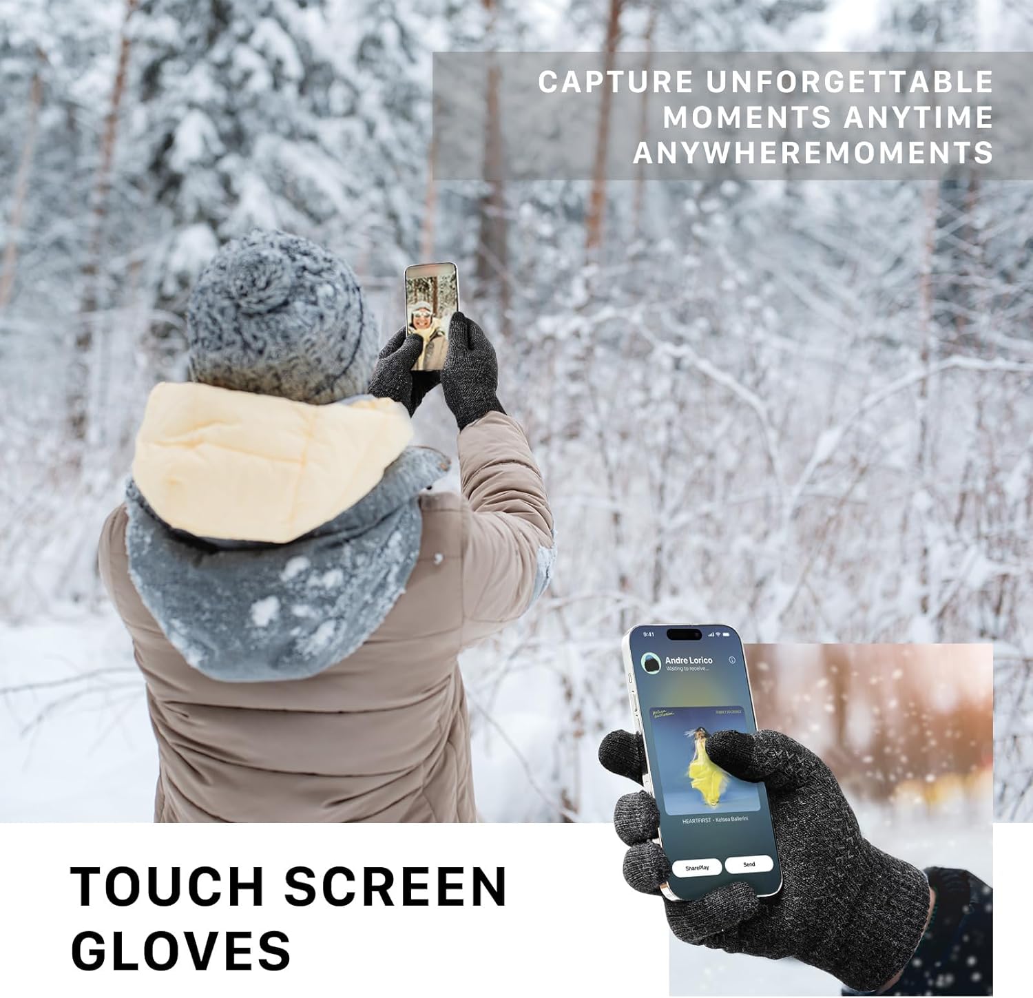 Premillow Winter Gloves - Gloves for Men Women, Wool Fleece Liner Gloves with Touchscreen, Warm Knit Gloves for Cold Weather - Image 3